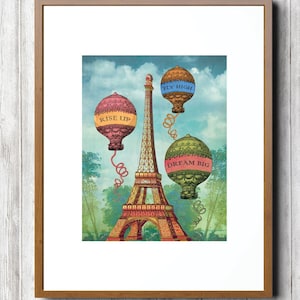 Hot Air Balloons, Eiffel Tower, Eiffel Tower Art, Vintage Eiffel Tower, Hot Air Balloons Art, Hot Air Balloons Prints, Eiffel Tower Prints