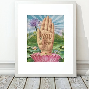 Palm Reader, Palmistry, Awesome, You Are Awesome, Palm Hand, Lotus Art, Astrology Print, Fortune Telling, Fate,