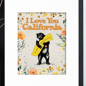 CALIFORNIA WALL ART - Bear Wall Art, I Love You California Art, California Art, California Wall Decor, California Bear, Love California Art