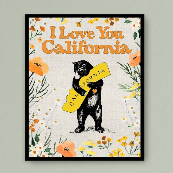 CALIFORNIA WALL ART Bear Wall Art, I Love You California Art, California  Art, California Wall Decor, California Bear, Love California Art - Etsy