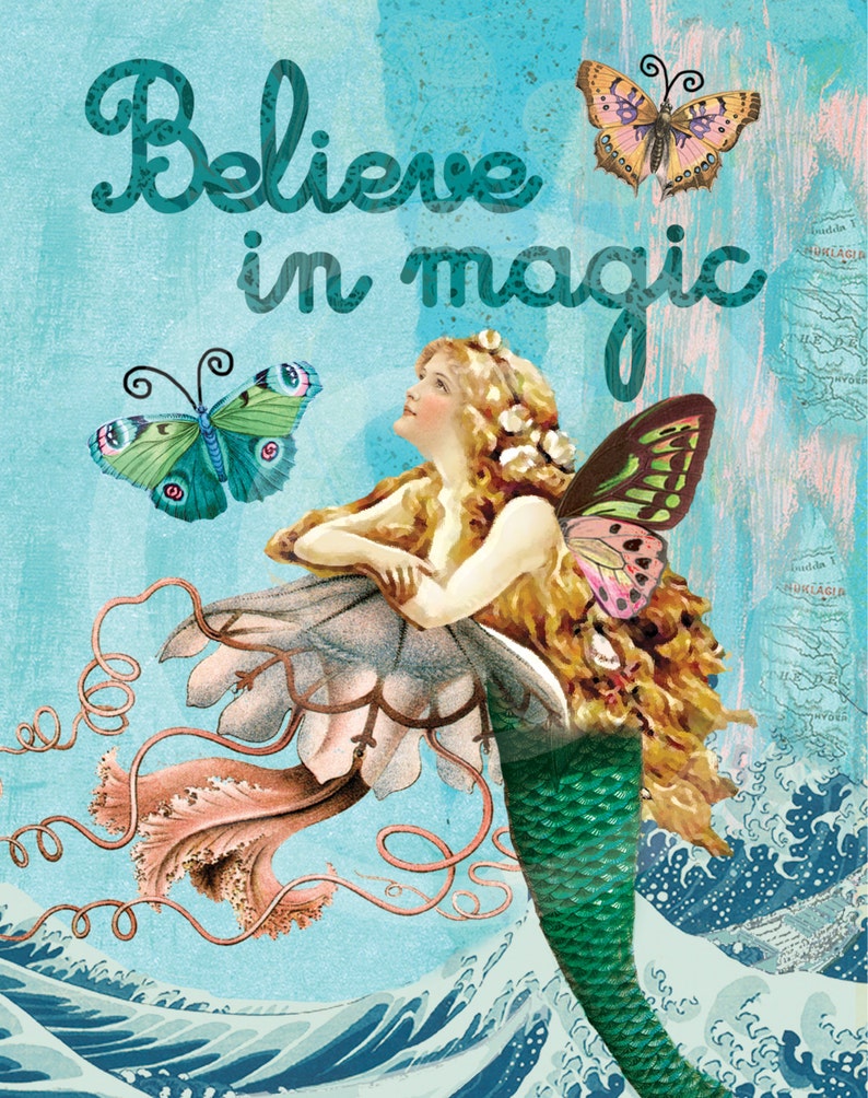 Mermaid Decor Mermaid Wall Art Mermaid Vintage Mermaid Etsy