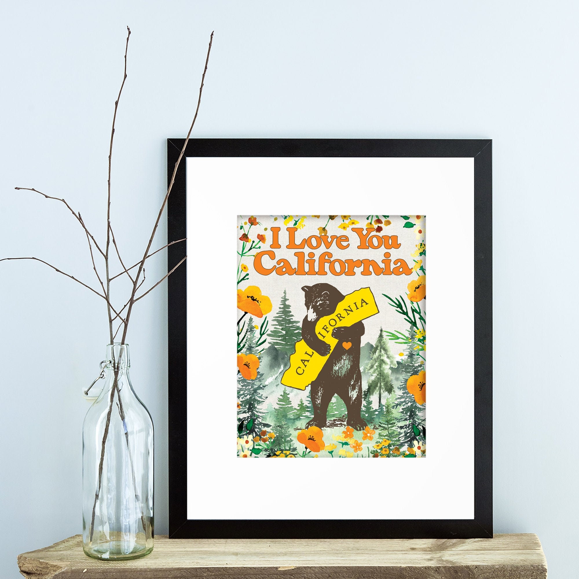 California Art, I Love You California, California Bear Gifts