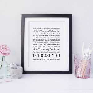 Custom Song Lyrics Print, Anniversary Gift, First Dance Lyrics, Wedding Gift, Wedding Song Lyrics, Music Print, Song Lyrics Wall Art