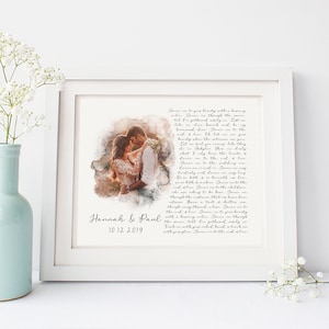 Custom Song Lyrics Wall Art, Wedding Song Lyrics & Photo Gift, Anniversary Gift for Husband, First Dance Lyrics Print, Valentines Day Gift