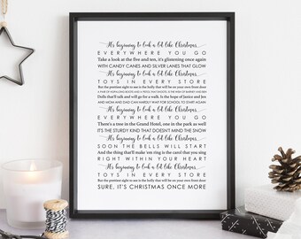 It's Beginning To Look A Lot Like Christmas Michael Buble, Song Lyrics Print, Christmas Wall Art, Christmas Gift, Christmas Decor