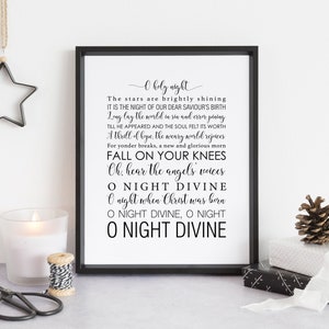 O heilige nacht kerst WordArt, Christmas Hymn, liedteksten afdrukken, Kerstmis kunst aan de muur, Christmas Carol, Kerstcadeaus