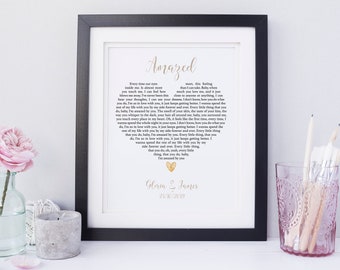 Personalized Heart Shaped Lyrics, Amazed by Lonestar, Wedding Song Lyrics Print, Personalized Wedding, Anniversary Gift, Lyrics Wall Art
