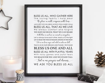 Bless Us All Christmas Carol Lyrics, Song Lyrics Print, Christmas Print, Song Lyrics Wall Art, Christmas Wall Decor, Christmas Gift