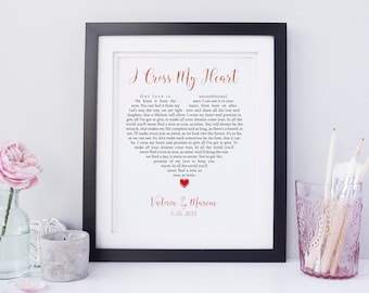 Personalized Song Print, Custom Song Lyrics Print, Heart Shaped Lyrics, Wedding Song Lyrics Wall Art, Wedding Gift, Anniversary Gift