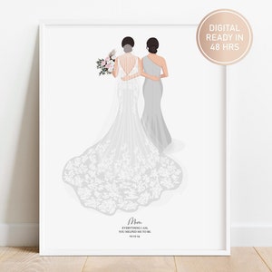 Custom Mother Of the Bride Print, Mom Wedding Gift, Family Wedding Print, Custom Wedding illustration, Mother Gift from Daughter