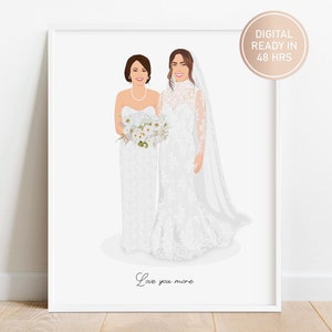 Generational Wedding Portrait, Custom Wedding Illustration, Mother of the Bride Gift, Digital Drawing by Photo, Mom Gift from Daughter
