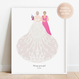 Personalized Mother of the Bride Gift, Wedding Illustration, Mother and Daughter Drawing, Custom Wedding Portrait, Wedding Keepsake Gift