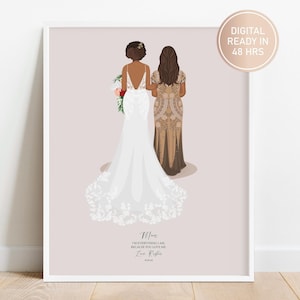 Personalized Mother of the Bride Gift, Illustrated Wedding Portrait, Custom Wedding Portrait, Mother and Daughter Drawing, Wedding Gifts