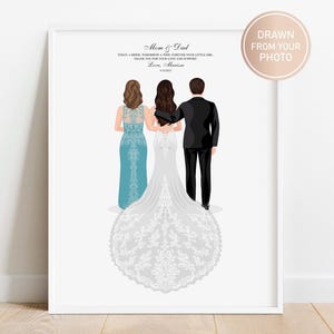 Parents of the Bride Gift, Mother of the Bride, Father of the Bride, Family Wedding Illustration, Custom Parents Wedding Gift from Daughter