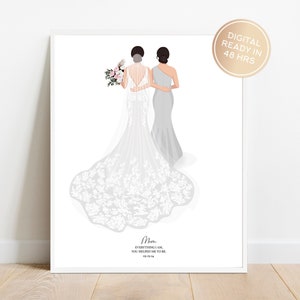 Custom Mother Of the Bride Print, Mom Wedding Gift, Family Wedding Print, Custom Wedding illustration, Mother Gift from Daughter