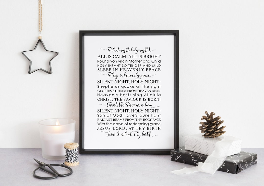 Silent Night Holy Night Lyrics, Christmas Printable, Christmas Music
