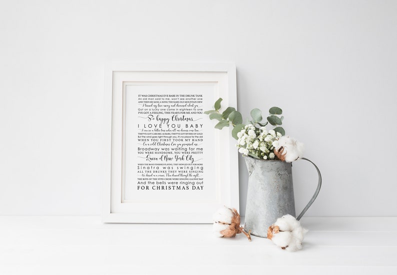 Fairytale of New York the Pogues Song Lyrics Print Christmas Etsy