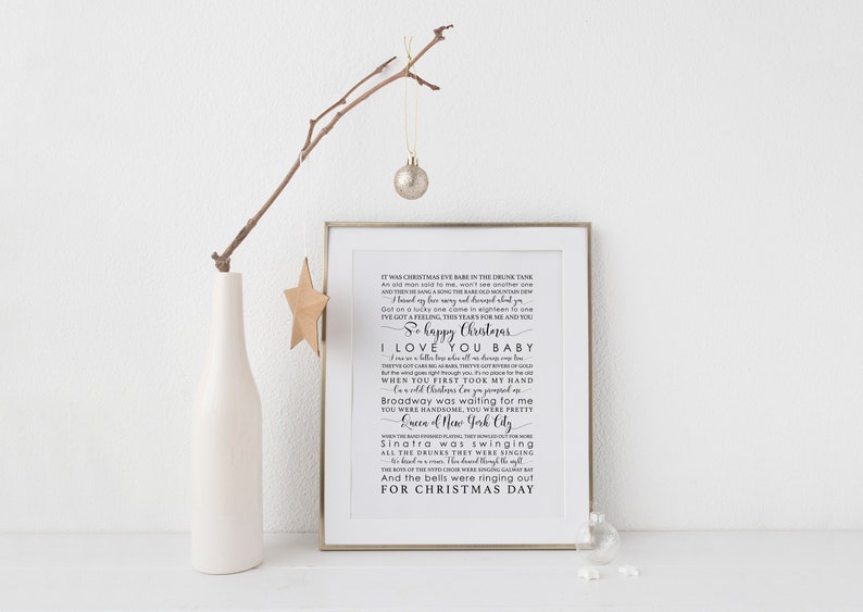 Fairytale of New York the Pogues Song Lyrics Print Christmas Etsy