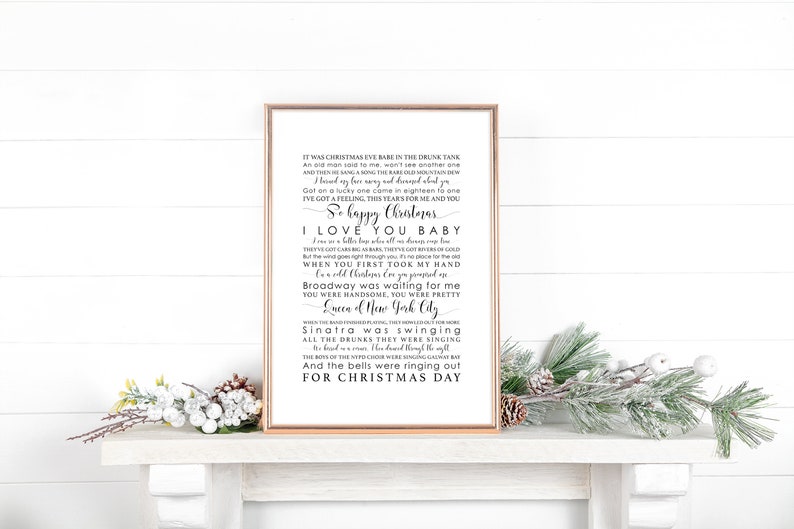 Fairytale of New York the Pogues Song Lyrics Print Christmas Etsy