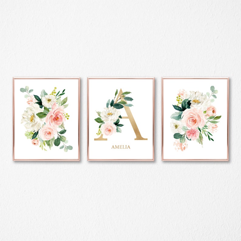 Personalized Baby Name Print Baby Girl Nursery Decor Initial Etsy