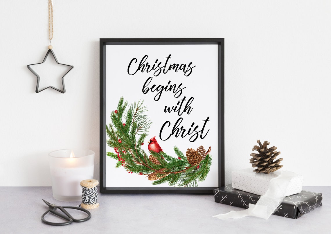 Christmas Begins With Christ Quote Print Christian Christmas - Etsy
