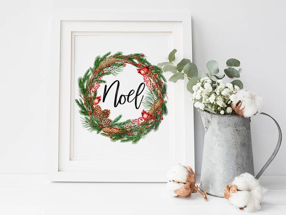 Noel Wreath Quote Print Christian Christmas Quote Art | Etsy