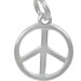 Sterling Silver, 11.4mm diameter smooth Peace Sign charm with a 5mm Diameter loop.