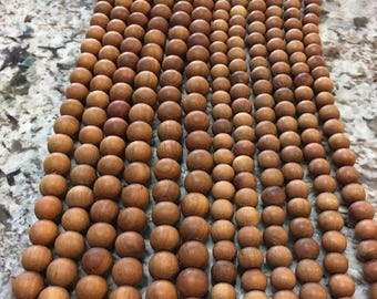 Sandalwood 6mm Pack of 54 Beads- Pure Natural Untreated Sandalwood Beads, Polished Sandalwood Beads