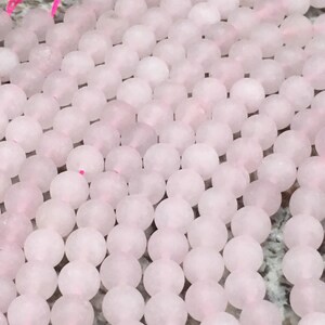 Quartz,8mm Frosted Matte Rose Quartz For Essential Oil Bracelets/ Necklaces, Spiritual Health And Wellness Beads,45-48 Beads Semi Precious image 3