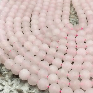 Quartz,8mm Frosted Matte Rose Quartz For Essential Oil Bracelets/ Necklaces, Spiritual Health And Wellness Beads,45-48 Beads Semi Precious image 4