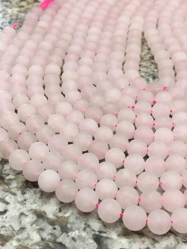 Quartz,8mm Frosted Matte Rose Quartz For Essential Oil Bracelets/ Necklaces, Spiritual Health And Wellness Beads,45-48 Beads Semi Precious image 4