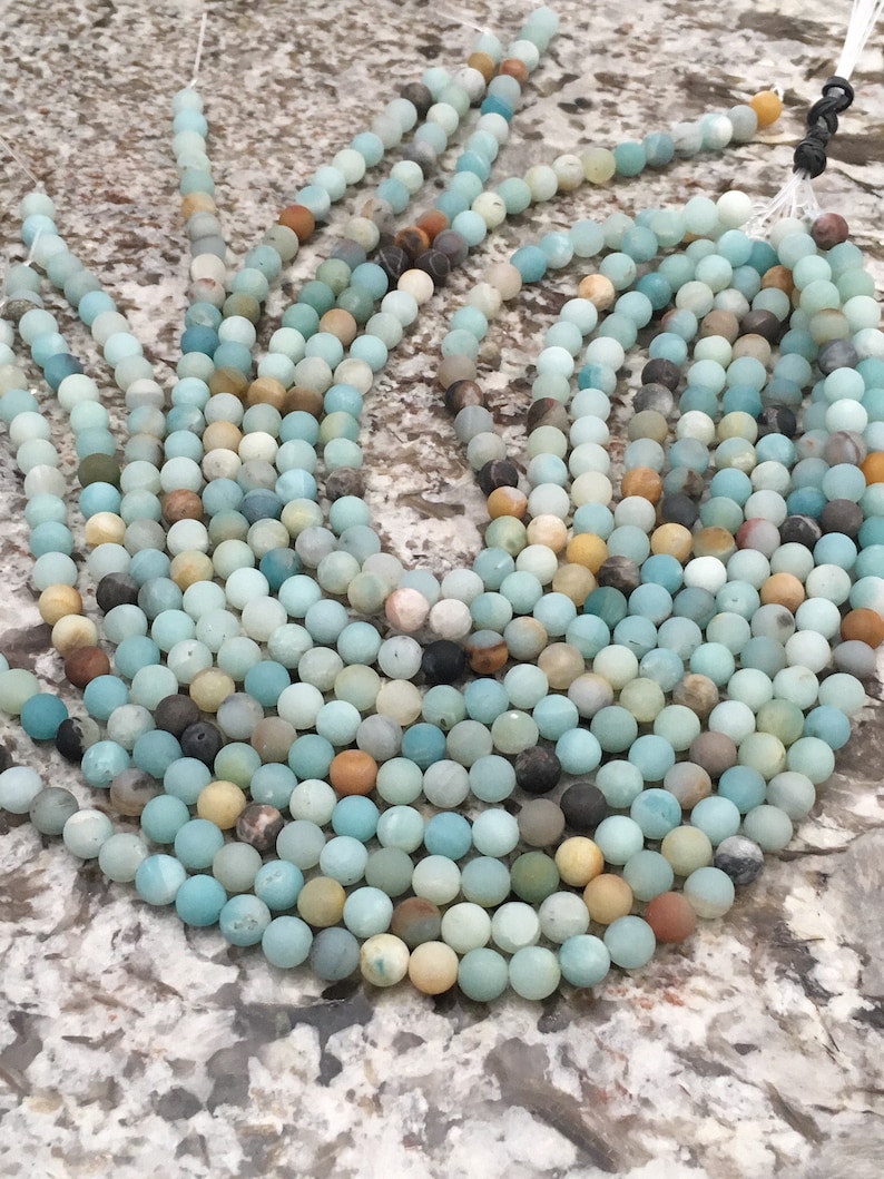 8mm Frosted Matte Amazonite 45-47 Beads Semi Precious Spiritual Health And Wellness Beads Essential Oil Bracelets Necklaces Amazonite