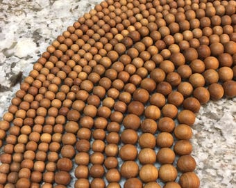 Sandalwood, 10mm Pack of 54 Beads-Pure Natural Untreated Sandalwood Beads, Polished Sandalwood Beads