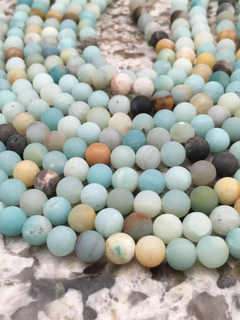 8mm Frosted Matte Amazonite 45-47 Beads Semi Precious Spiritual Health And Wellness Beads Essential Oil Bracelets Necklaces Amazonite