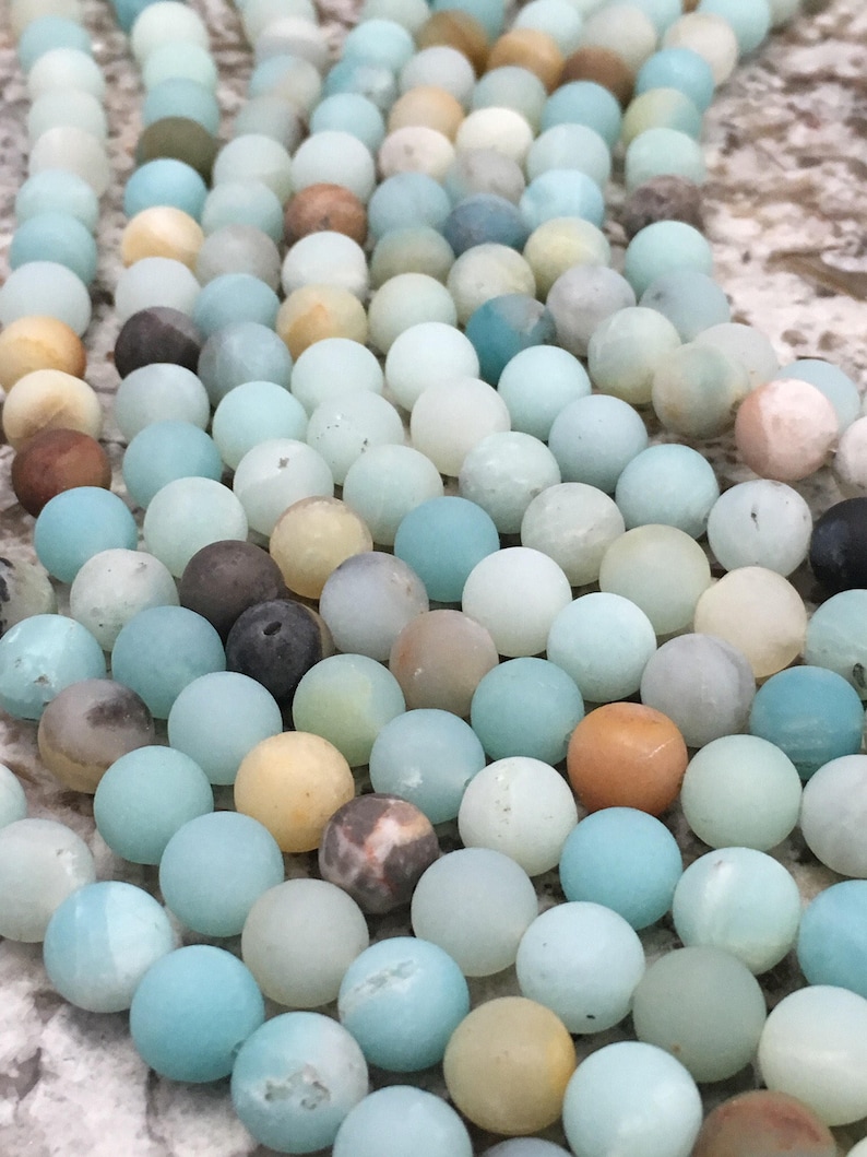 8mm Frosted Matte Amazonite 45-47 Beads Semi Precious Spiritual Health And Wellness Beads Essential Oil Bracelets Necklaces Amazonite