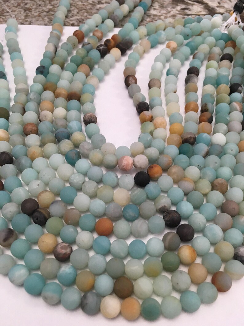 8mm Frosted Matte Amazonite 45-47 Beads Semi Precious Spiritual Health And Wellness Beads Essential Oil Bracelets Necklaces Amazonite
