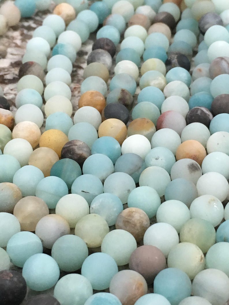 8mm Frosted Matte Amazonite 45-47 Beads Semi Precious Spiritual Health And Wellness Beads Essential Oil Bracelets Necklaces Amazonite