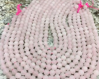 Quartz,8mm Frosted Matte Rose Quartz For Essential Oil Bracelets/ Necklaces, Spiritual Health And Wellness Beads,45-48 Beads Semi Precious