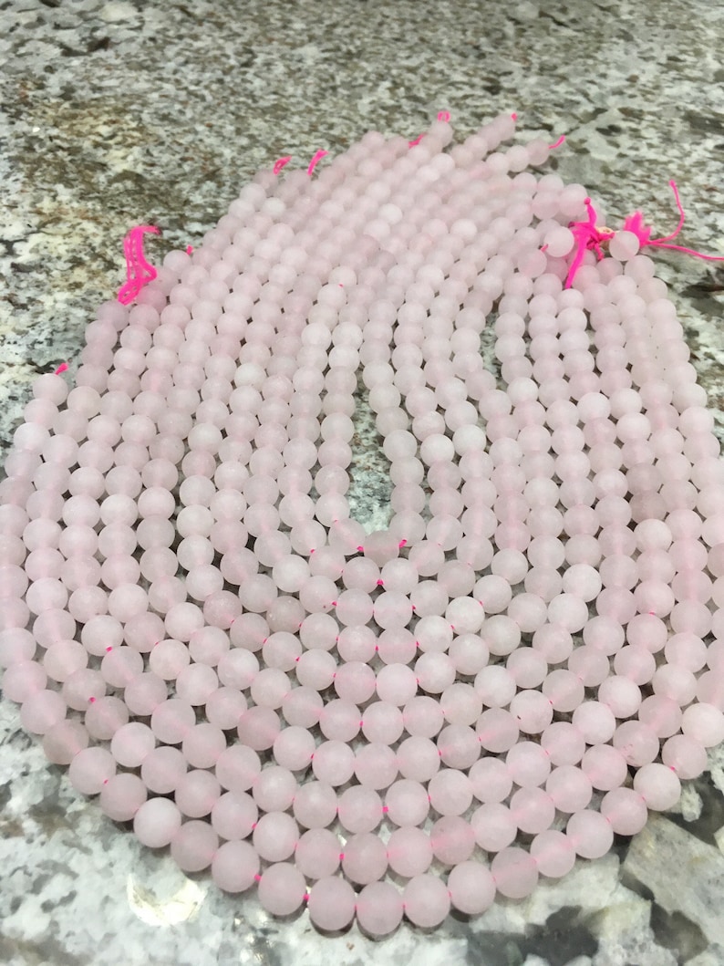 Quartz,8mm Frosted Matte Rose Quartz For Essential Oil Bracelets/ Necklaces, Spiritual Health And Wellness Beads,45-48 Beads Semi Precious image 1