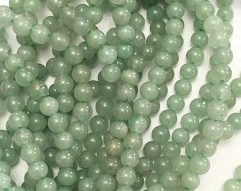 Aventurine 6mm Green smooth, round shape stone with straight drill on a 15 inch strand /62-65 beads.Semi Precious
