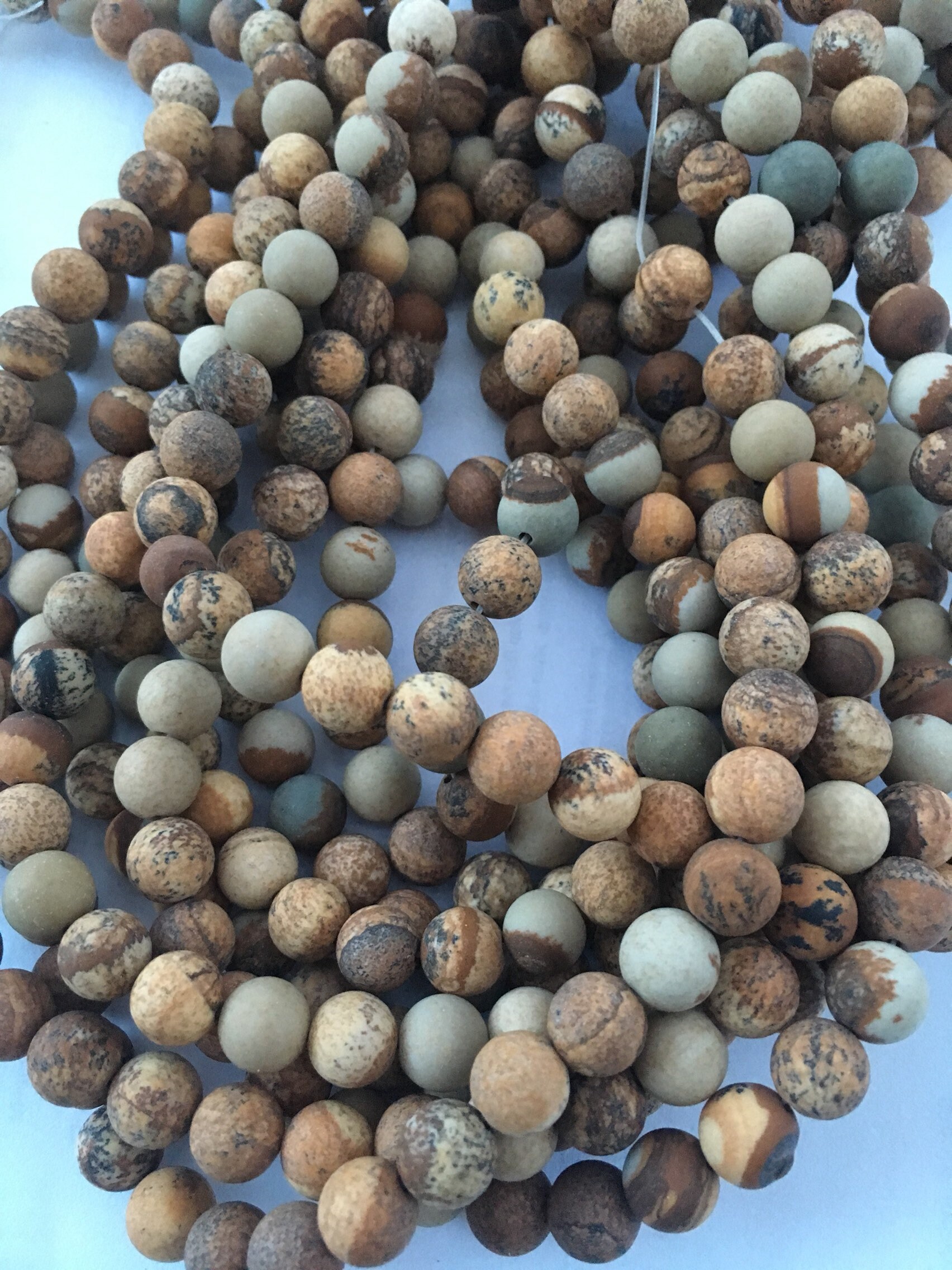 8mm Matte/frosted Picture Jasper for Essential Oil Bracelets and