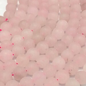 Quartz,8mm Frosted Matte Rose Quartz For Essential Oil Bracelets/ Necklaces, Spiritual Health And Wellness Beads,45-48 Beads Semi Precious image 7