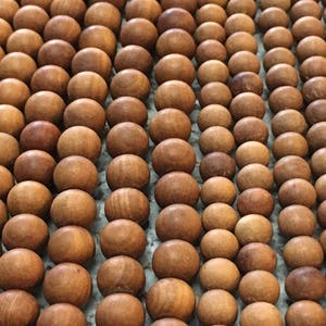 Sandalwood 8mm Pack of 54 Beads- Pure Natural Untreated Sandalwood Beads, Polished Sandalwood Beads