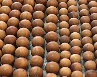 Sandalwood 8mm Pack of 54 Beads- Pure Natural Untreated Sandalwood Beads, Polished Sandalwood Beads