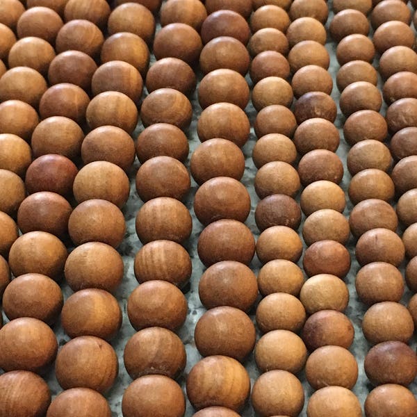 Sandalwood 8mm Pack of 54 Beads- Pure Natural Untreated Sandalwood Beads, Polished Sandalwood Beads