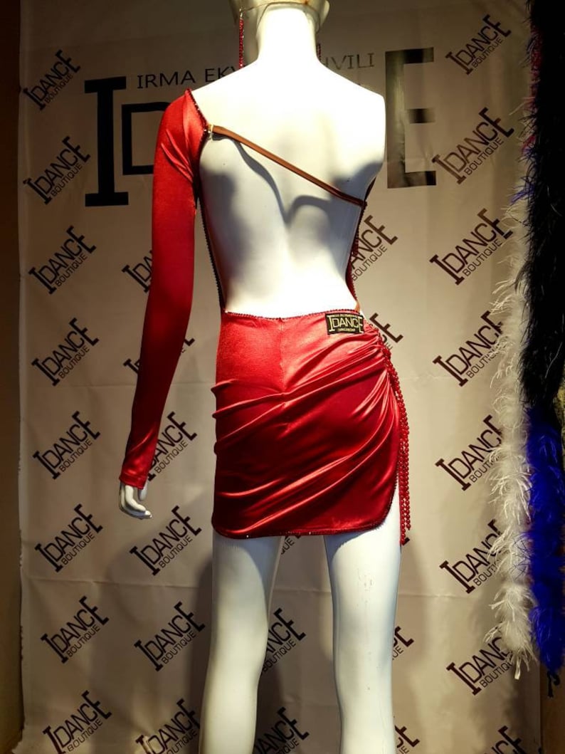 Red Latin Dance Competition Dress With Stones Etsy