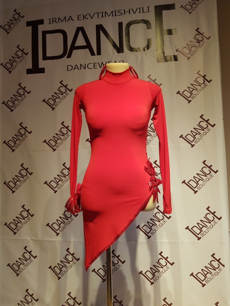 Red Latin Dance Competition Dress With Stones Etsy