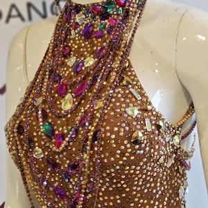 Custom Latin Ballroom Dance Dress – Fringe & Rhinestone Sparkle | Made to Order