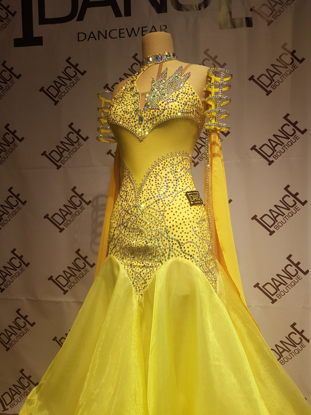 Ballroom Dance Dress With Stones, Swing Dress With Stones , Yellow