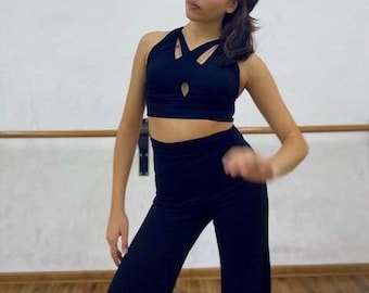 trousers and top for latin dance training , dance training costume, latin dance costume